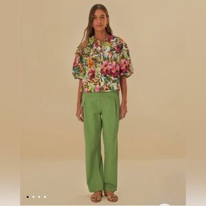 Farm Rio Green Pleat Pants